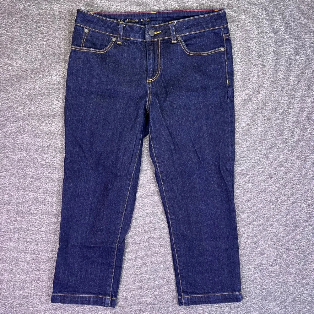 Talbots Signature Skimmer Jeans Womens 6 Dark Blue Cropped Grunge Casual Stretch